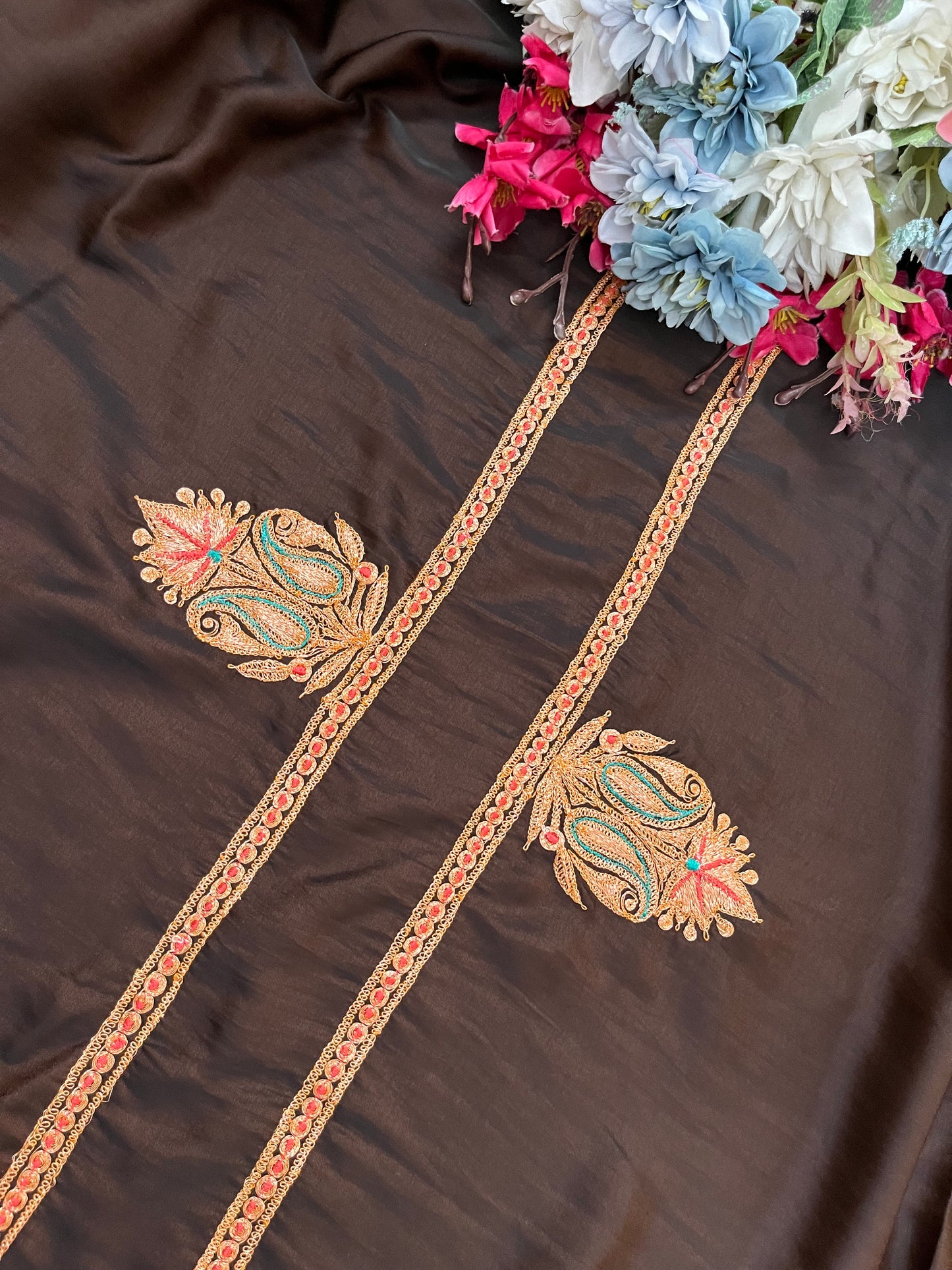 Coke Silk Puff Tilla Embroidered Suit