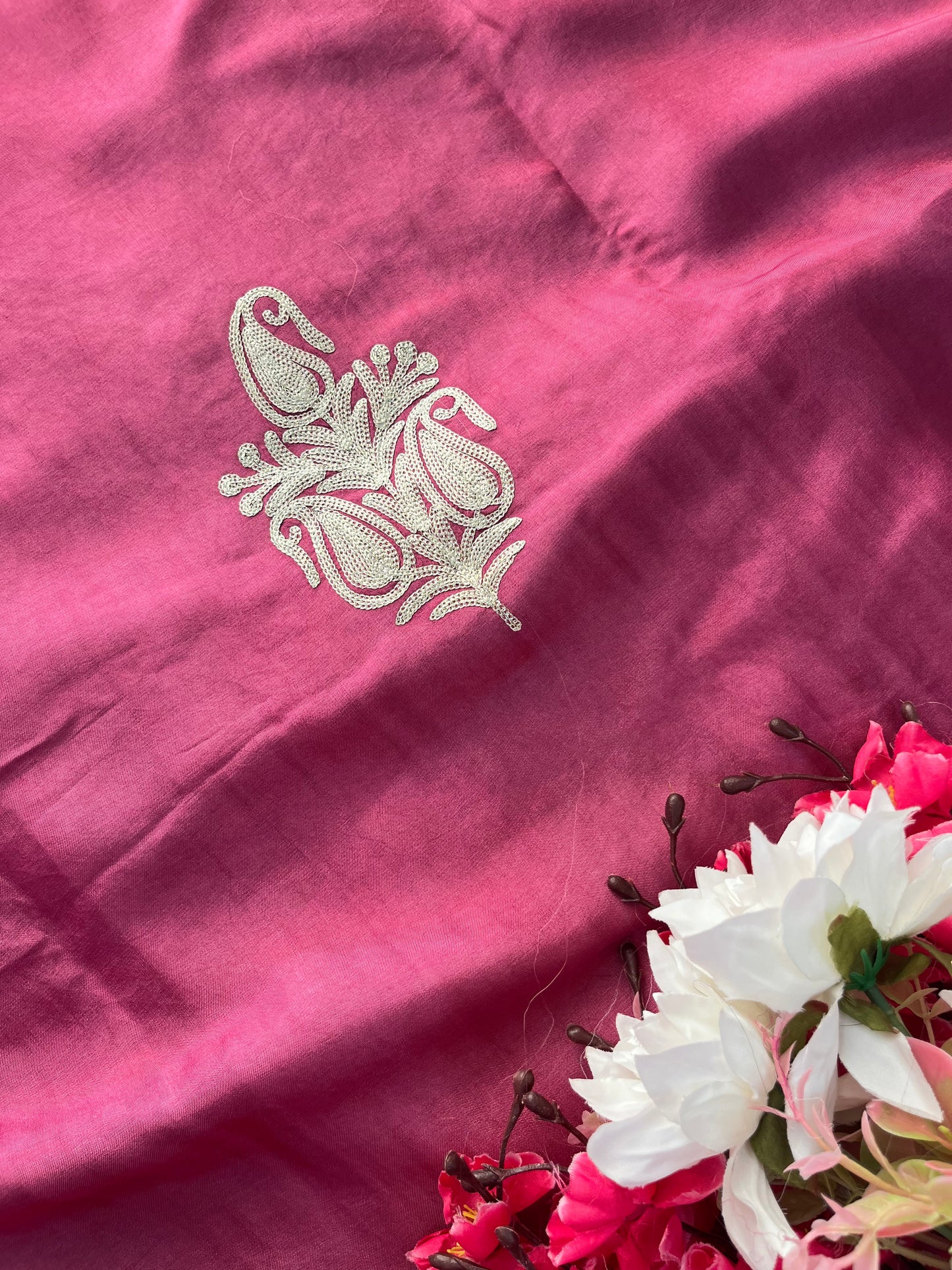 Onion Pink Silk Tilla Kashmiri Suit