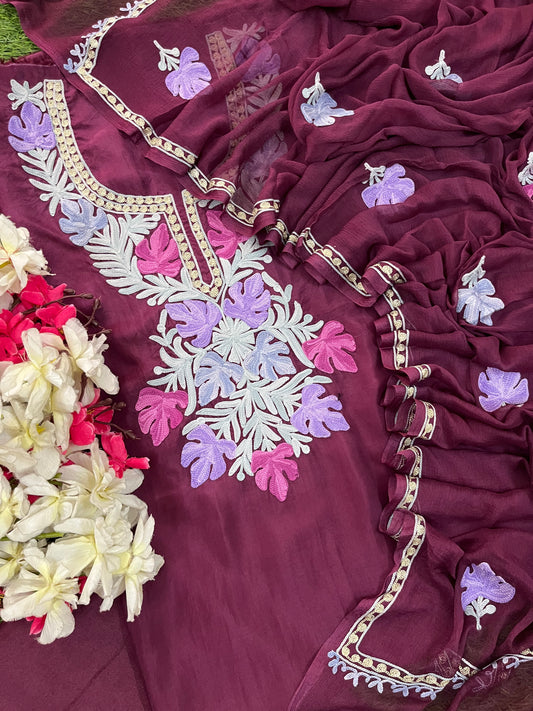 Dark Onion Opada Silk Kashmiri Suits
