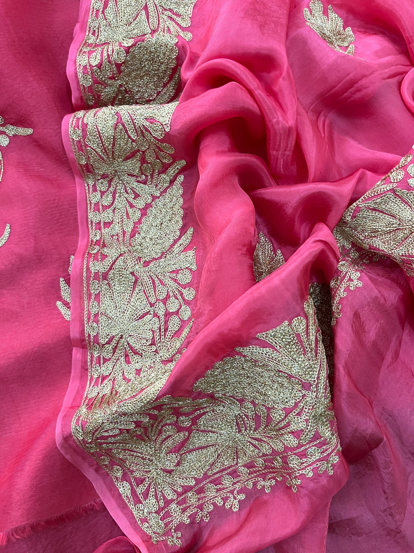 Pink Silk Tilla Embroidered Suit material