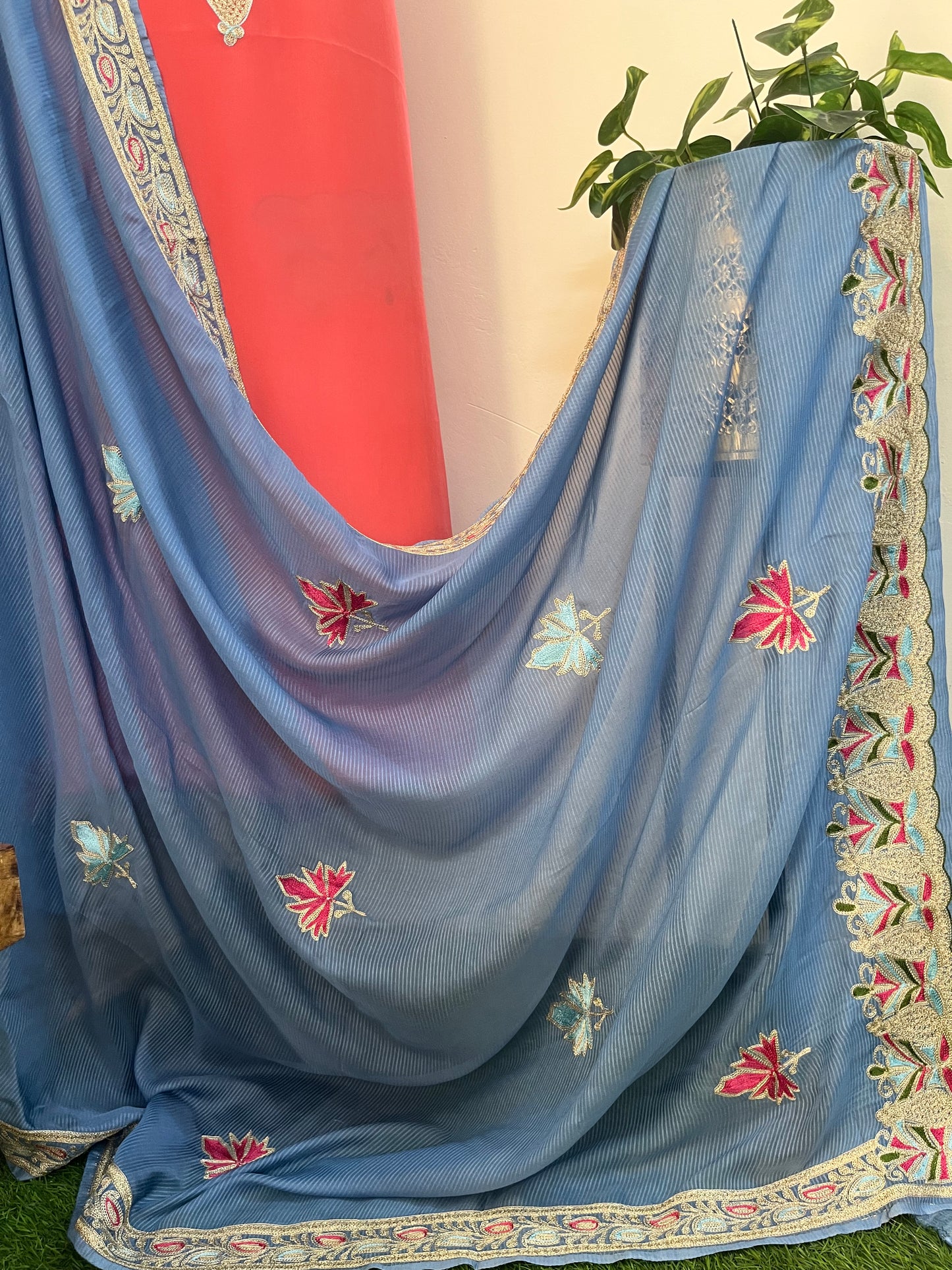 Kalaa’ Peach Crape Kashmiri Suit