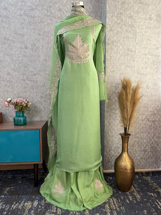 Soft Green Sanam’ Tilla Kashmiri Silk Suit