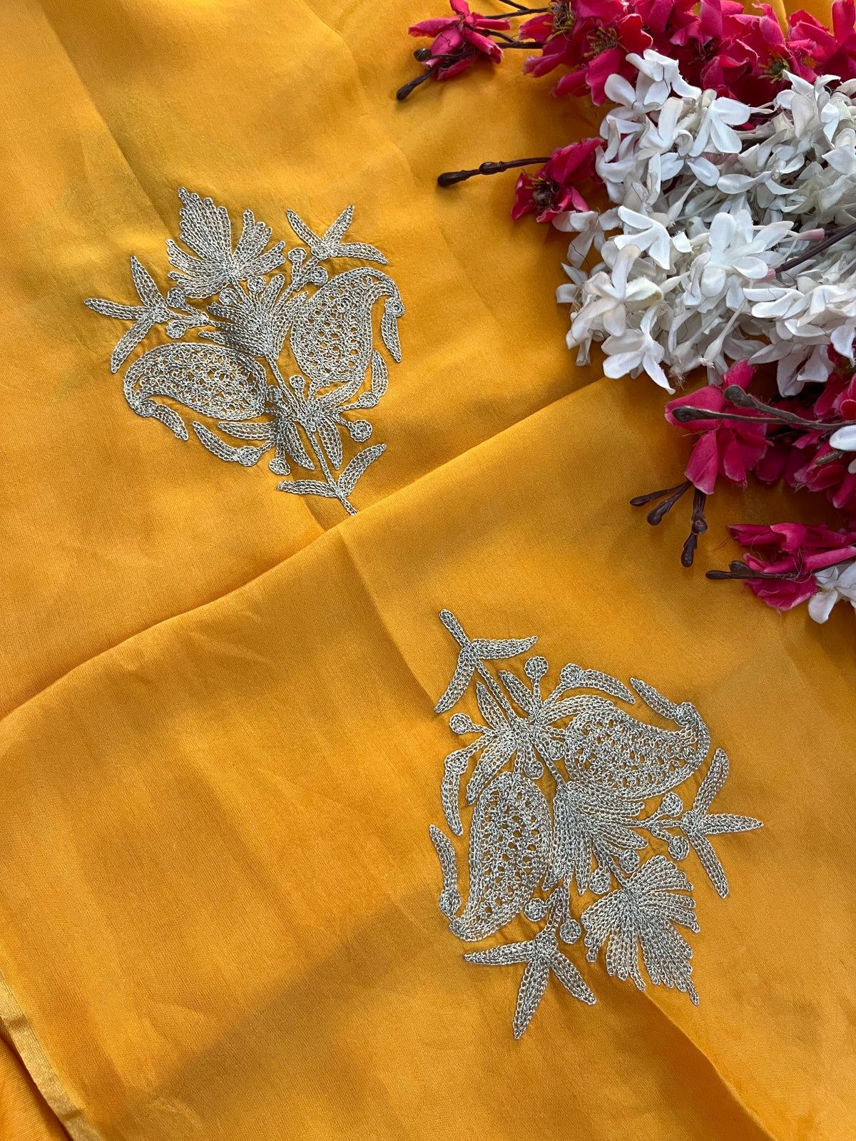 Yellow Silk Tilla Kashmiri Suit