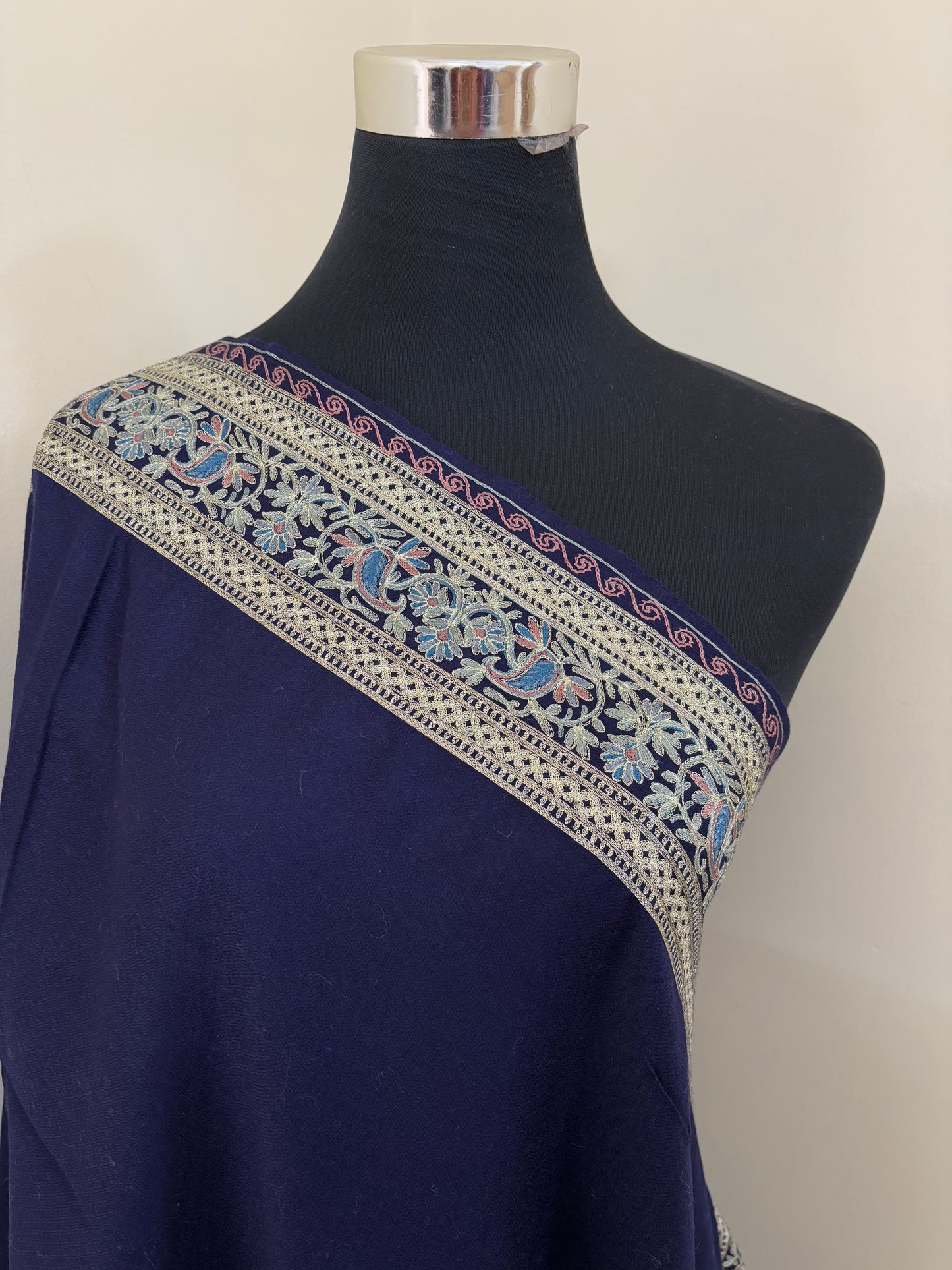 Midnight Blue Ambi Bael Kashmiri Stole