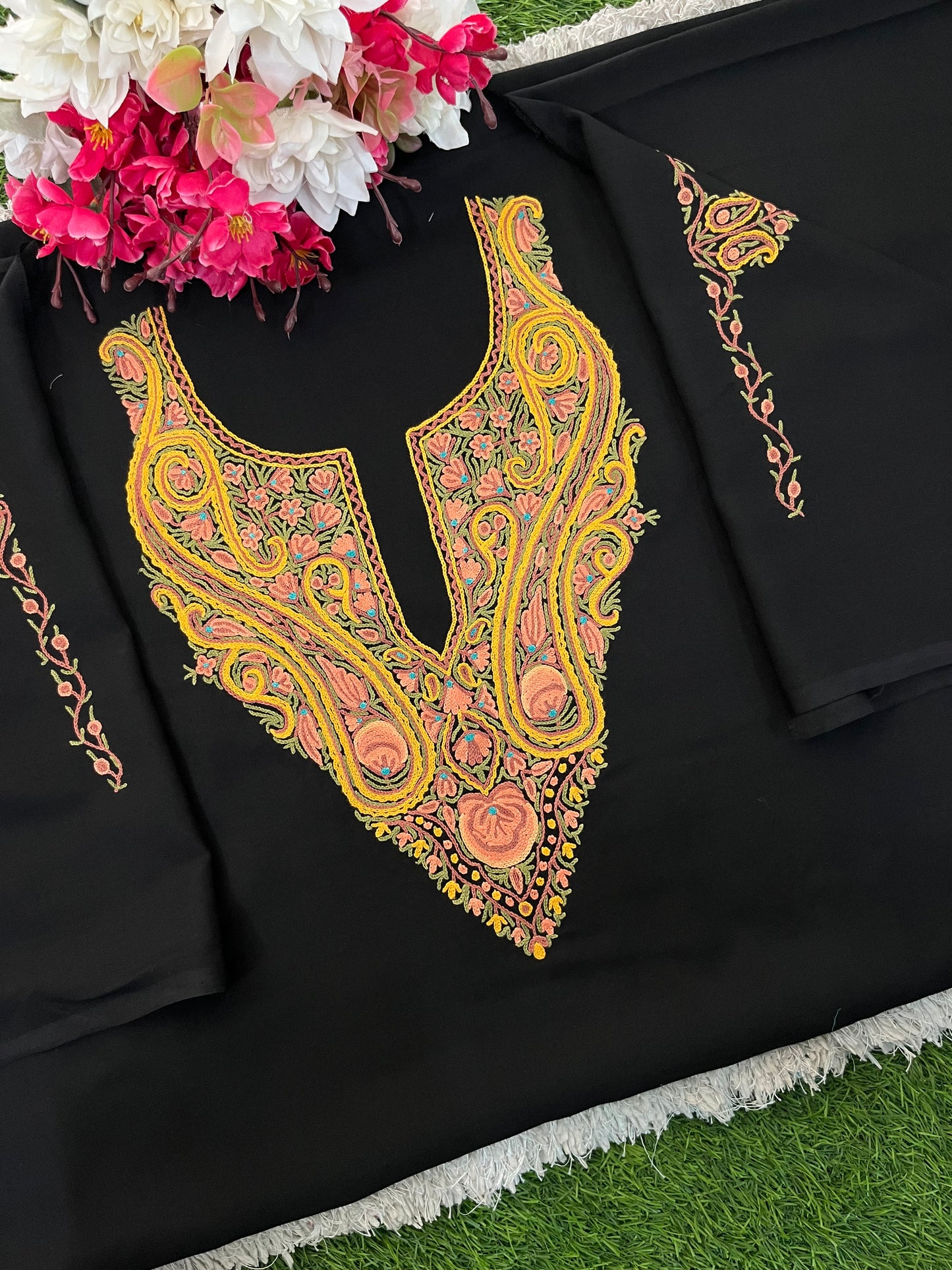 Black Cotton Cord Set (Hand Embroidered)