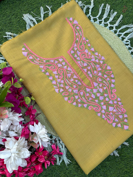 Heena Green Cotton Two Piece Suit (Hand Embroidered)