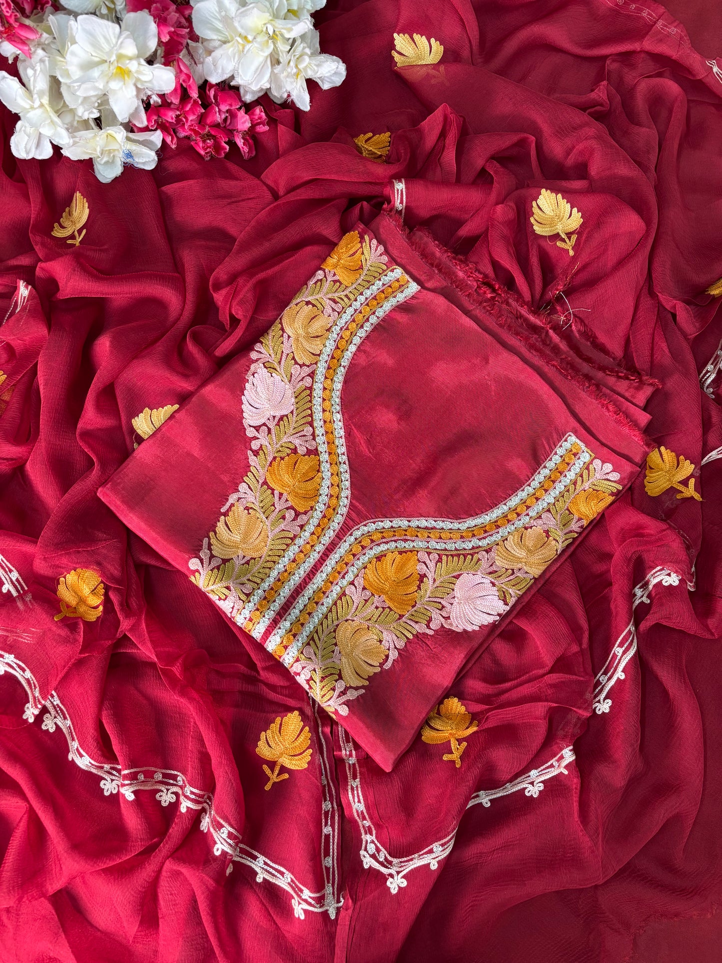 Maroon Opada Silk Kashmiri Suit