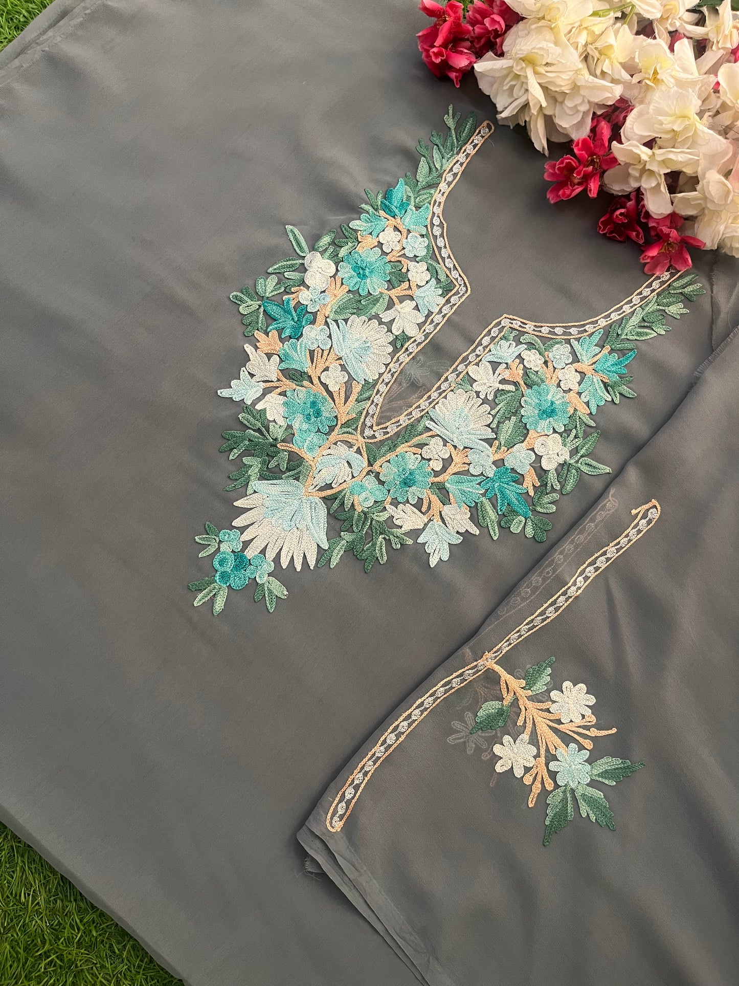 Georgette Unstitched Kashmiri Kurta