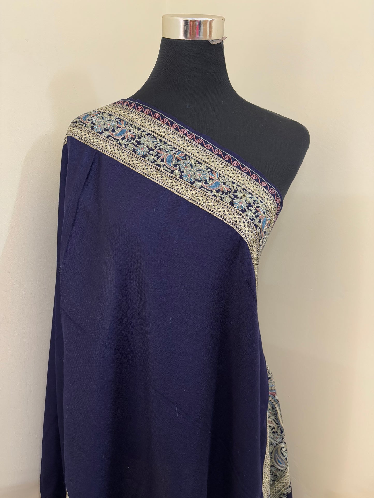 Midnight Blue Ambi Bael Kashmiri Stole