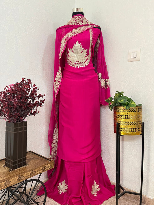 Hot Pink Sanam’ Tilla Kashmiri Silk Suit