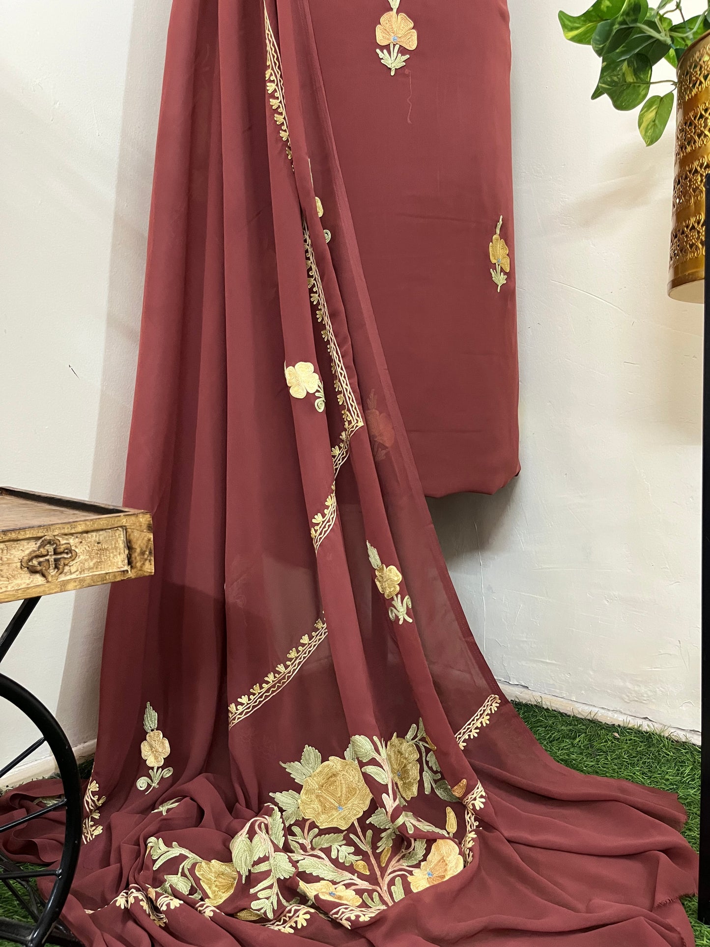 Georgette 3 Pc Aari Embroidered Suit