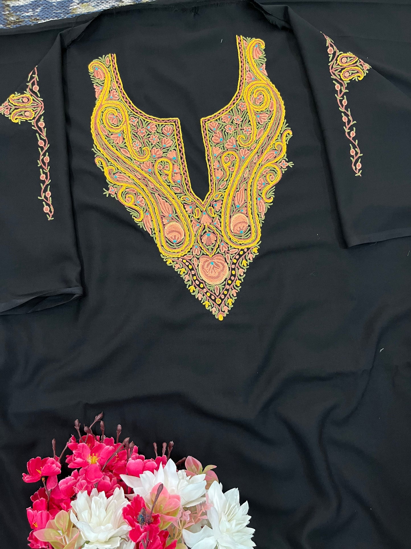 Black Cotton Cord Set (Hand Embroidered)