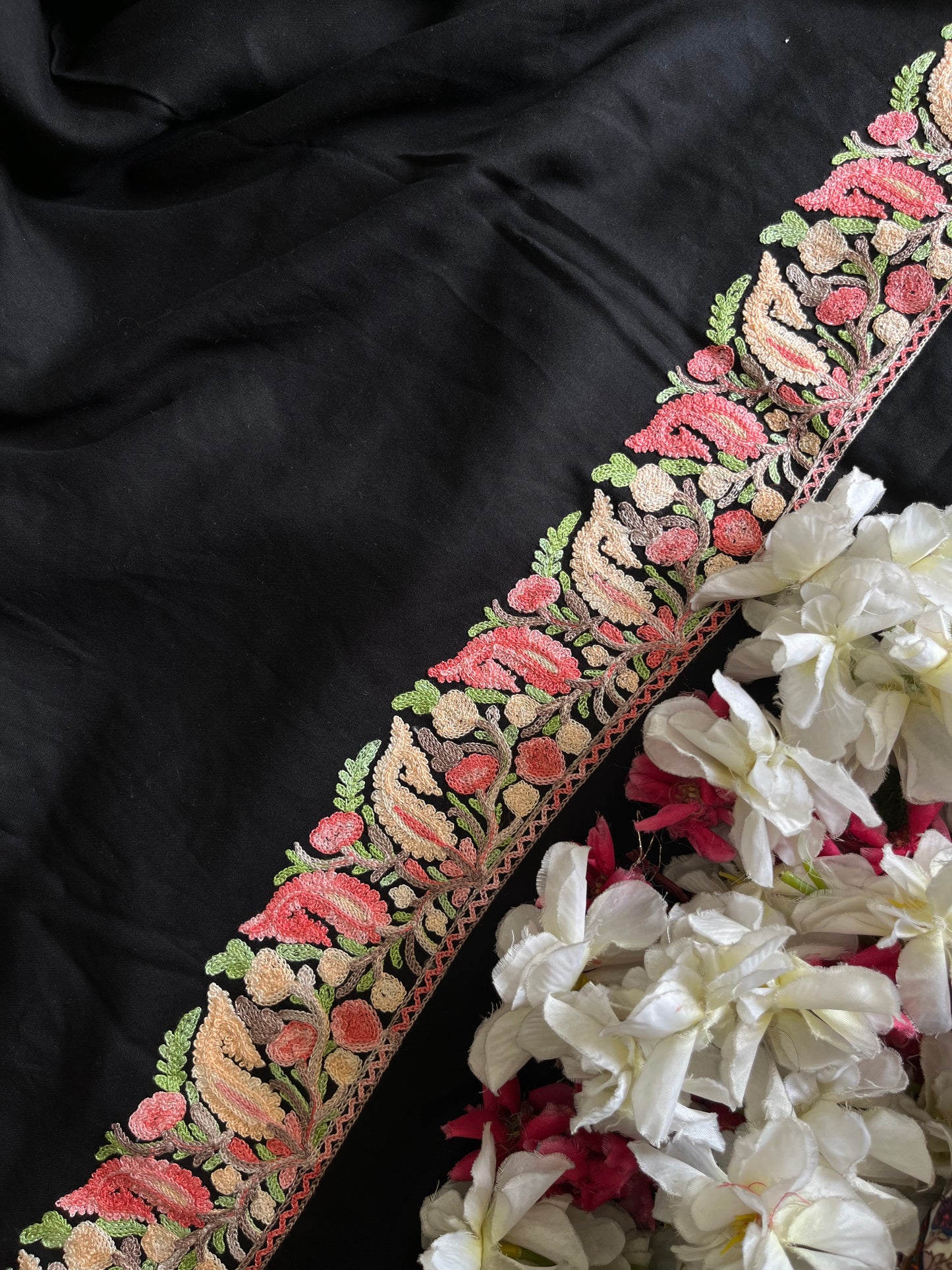Black Rayon Cotton Kashmiri 3pc set