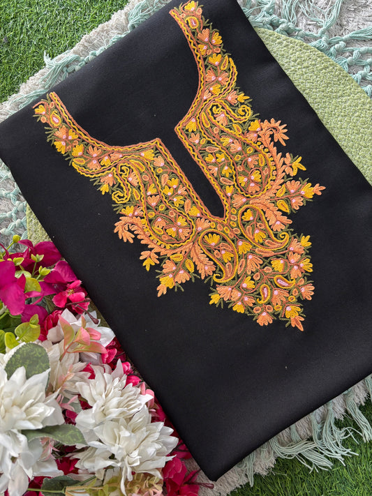 Black Cotton Cord Set (Hand Embroidered)