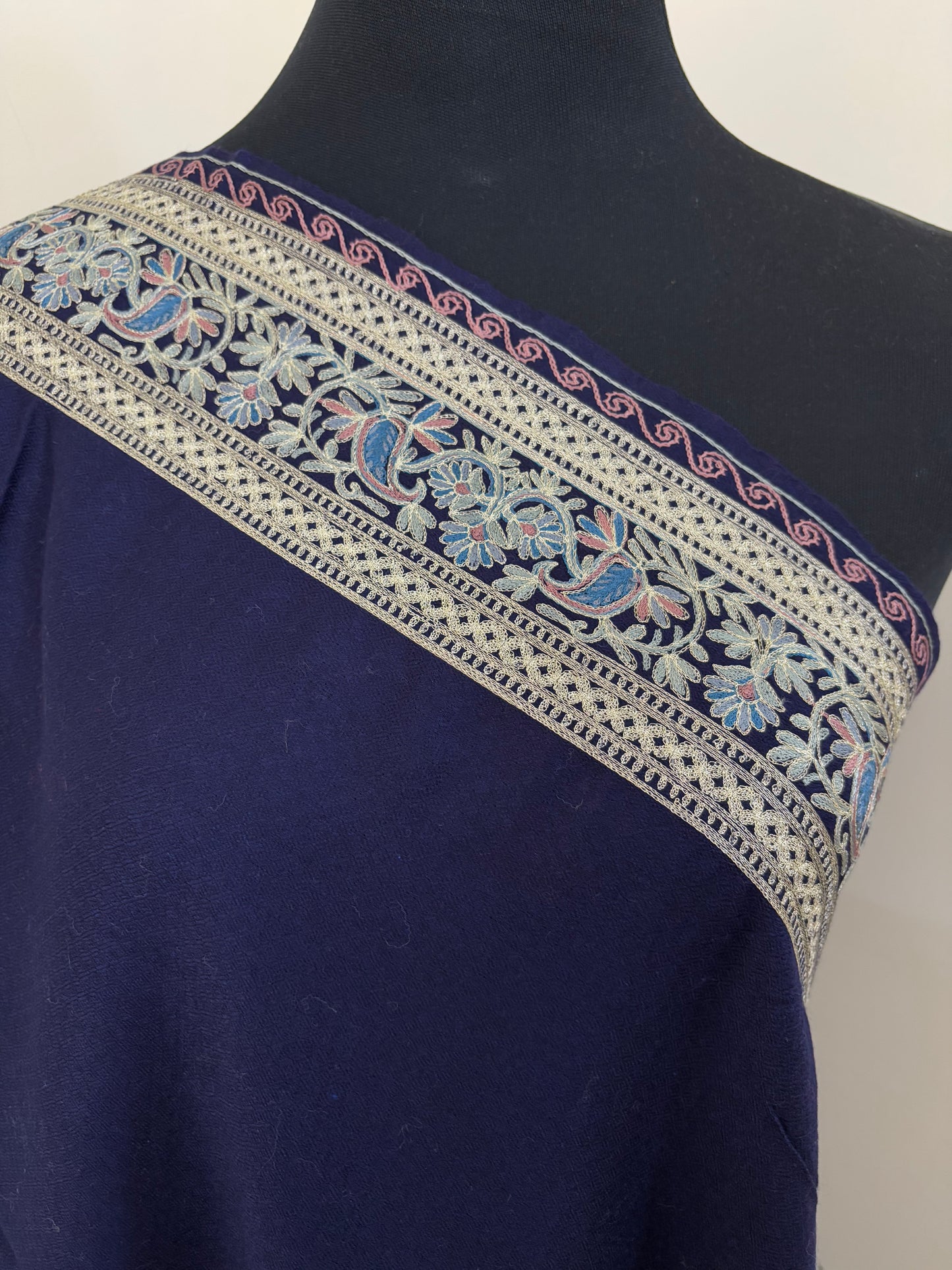 Midnight Blue Ambi Bael Kashmiri Stole