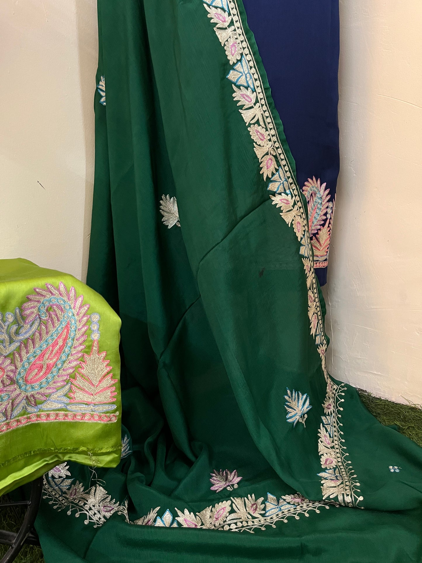 Kalaa’ Royal Blue 3D Crape Kashmiri Suit