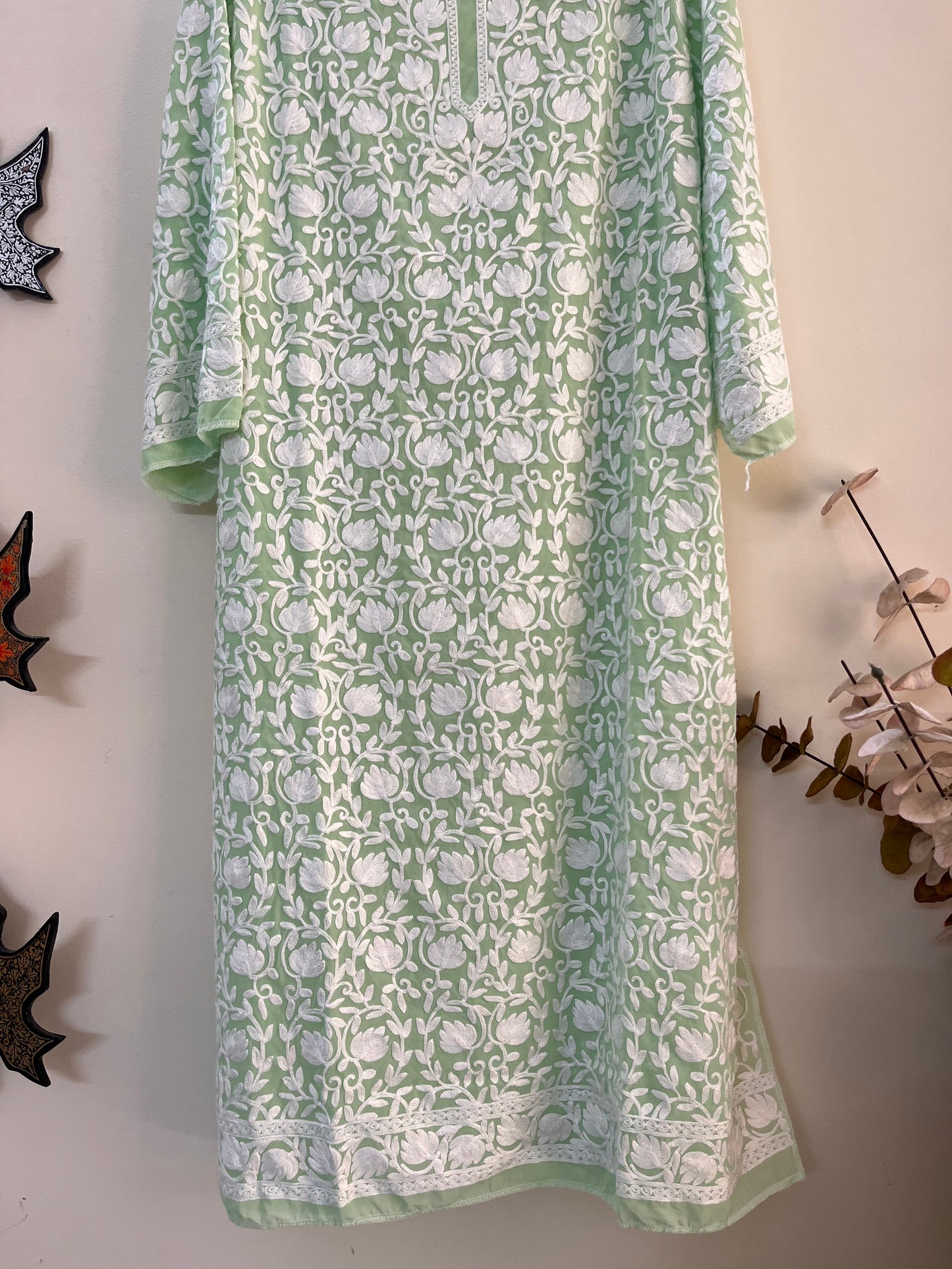 Georgette Front Back Jaal Kashmiri Semi Stitched Kurta