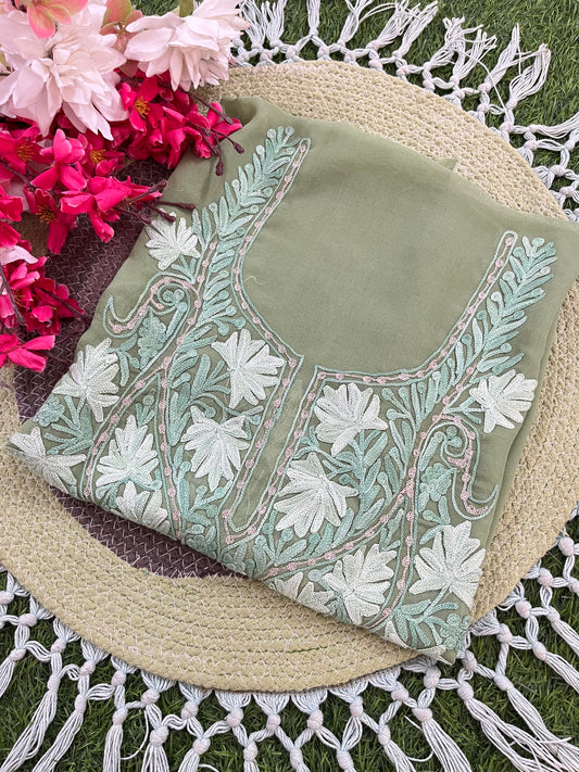 Pastel Green Georgette Kashmiri Kurta Material
