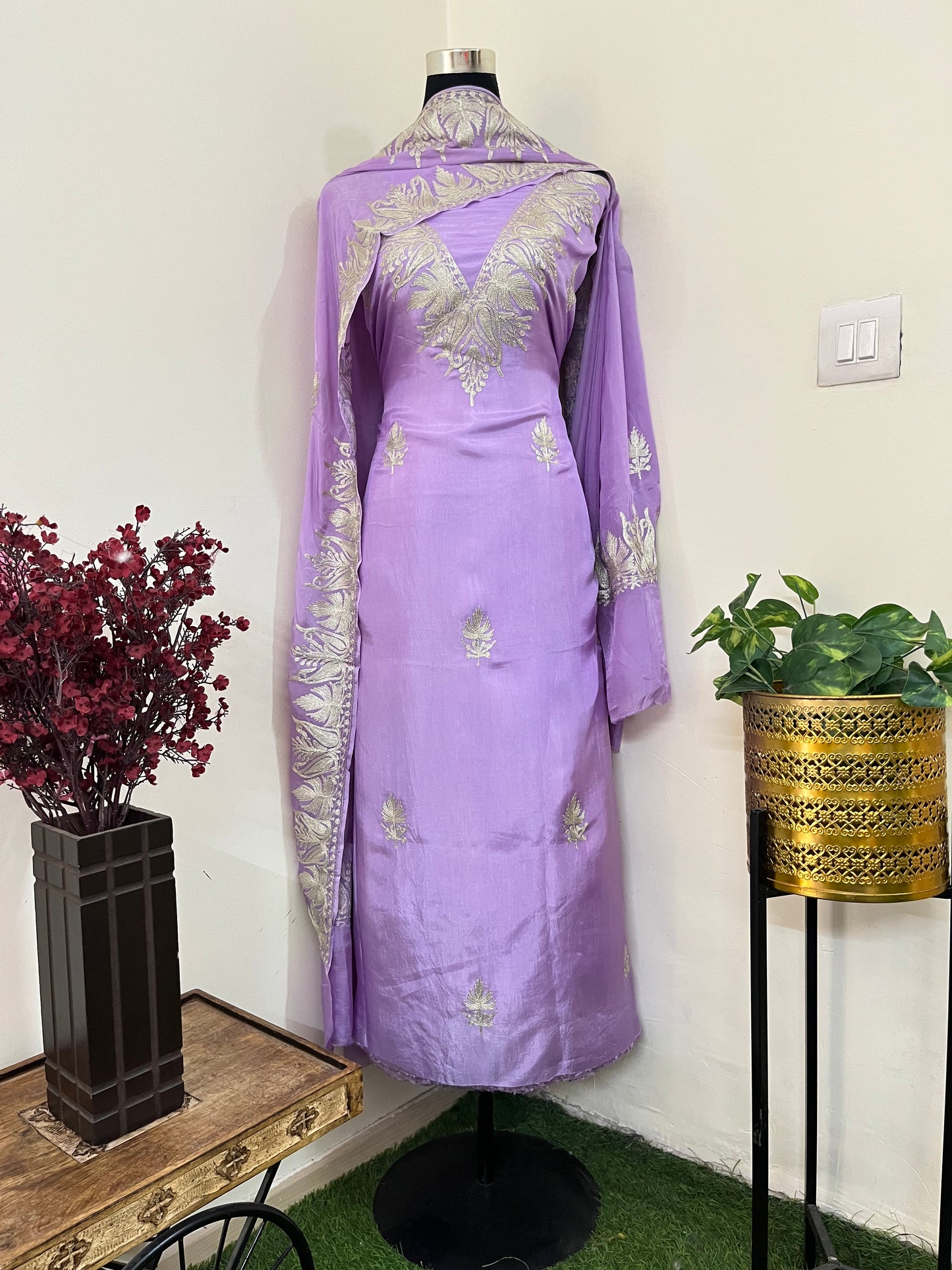 Sanam Lavender Silk Kashmiri Suit