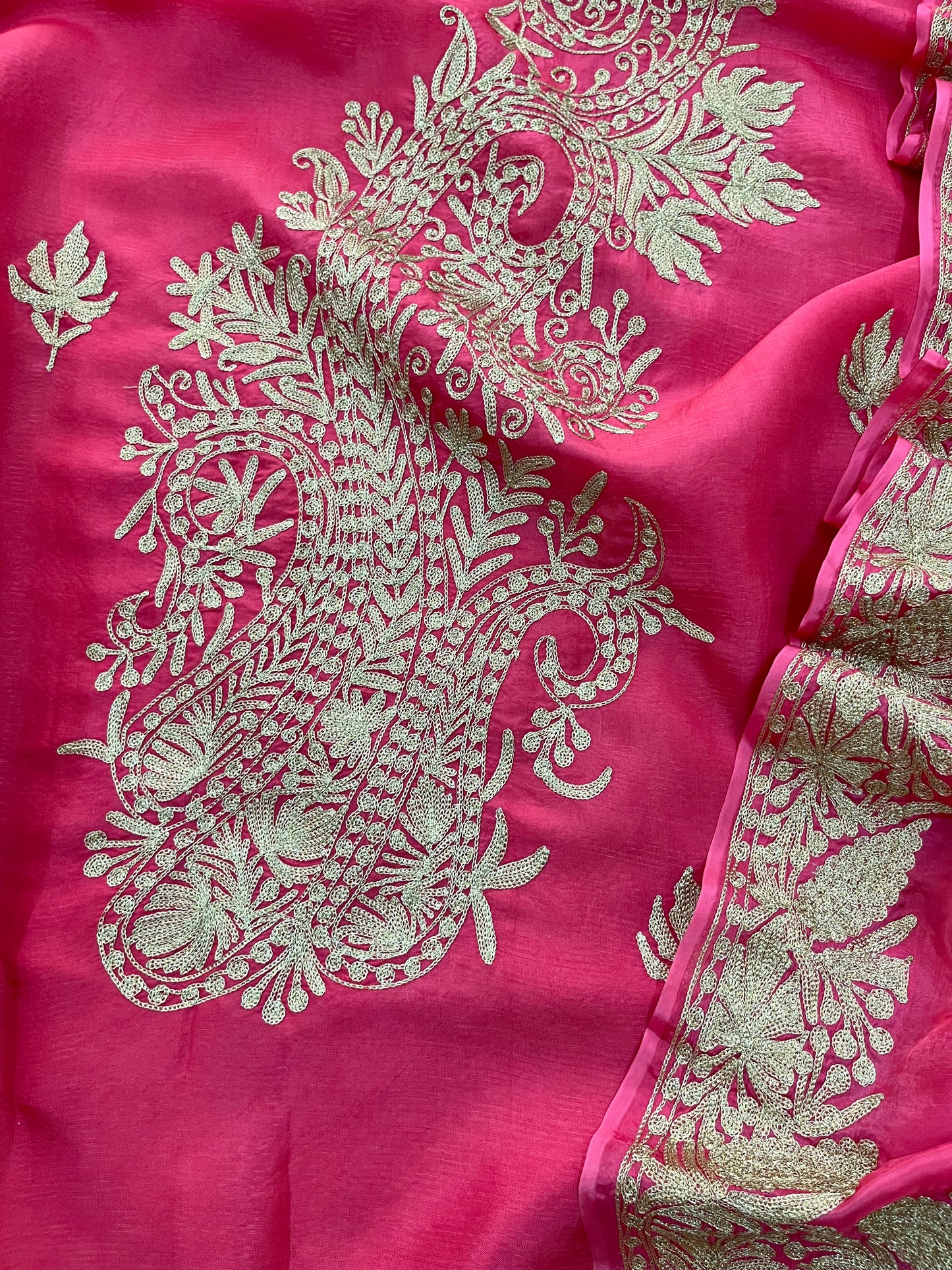 Pink Silk Tilla Embroidered Suit material