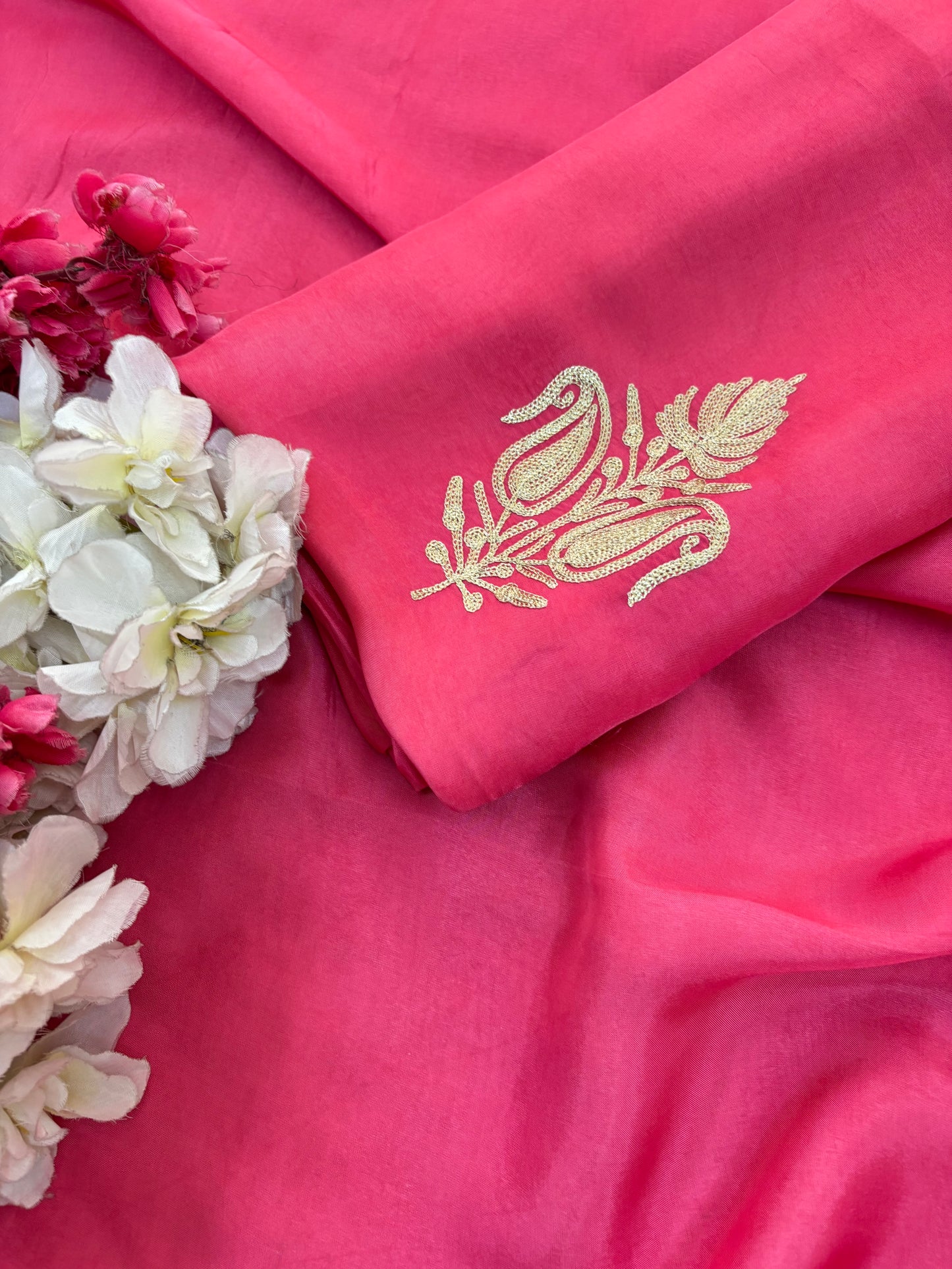 Pink Silk Tilla Embroidered Suit material