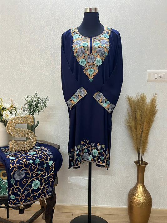 Navy Blue Cotton Stitched Co-ord Set(42)