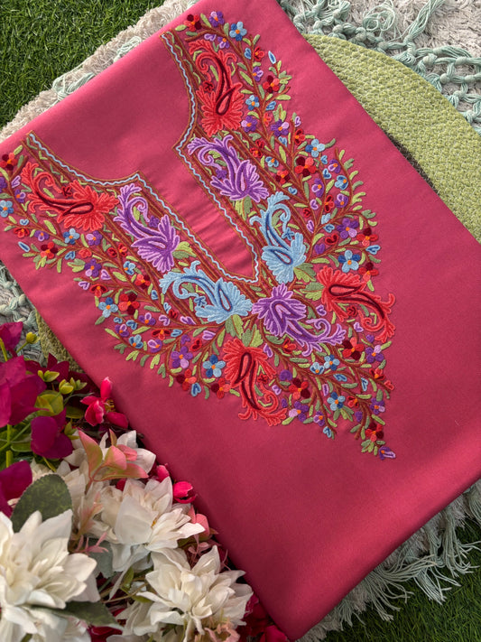 Onion Pink Cotton Cord Set (Hand Embroidered)