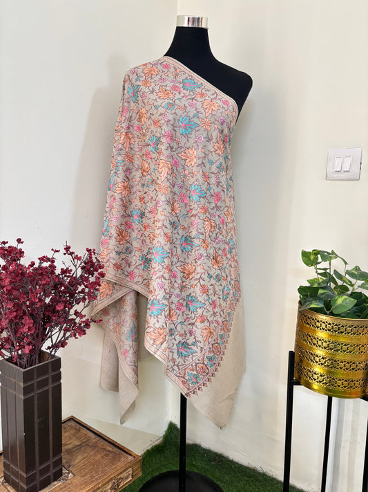 Beige Chinaar Jaal Kashmiri Stole