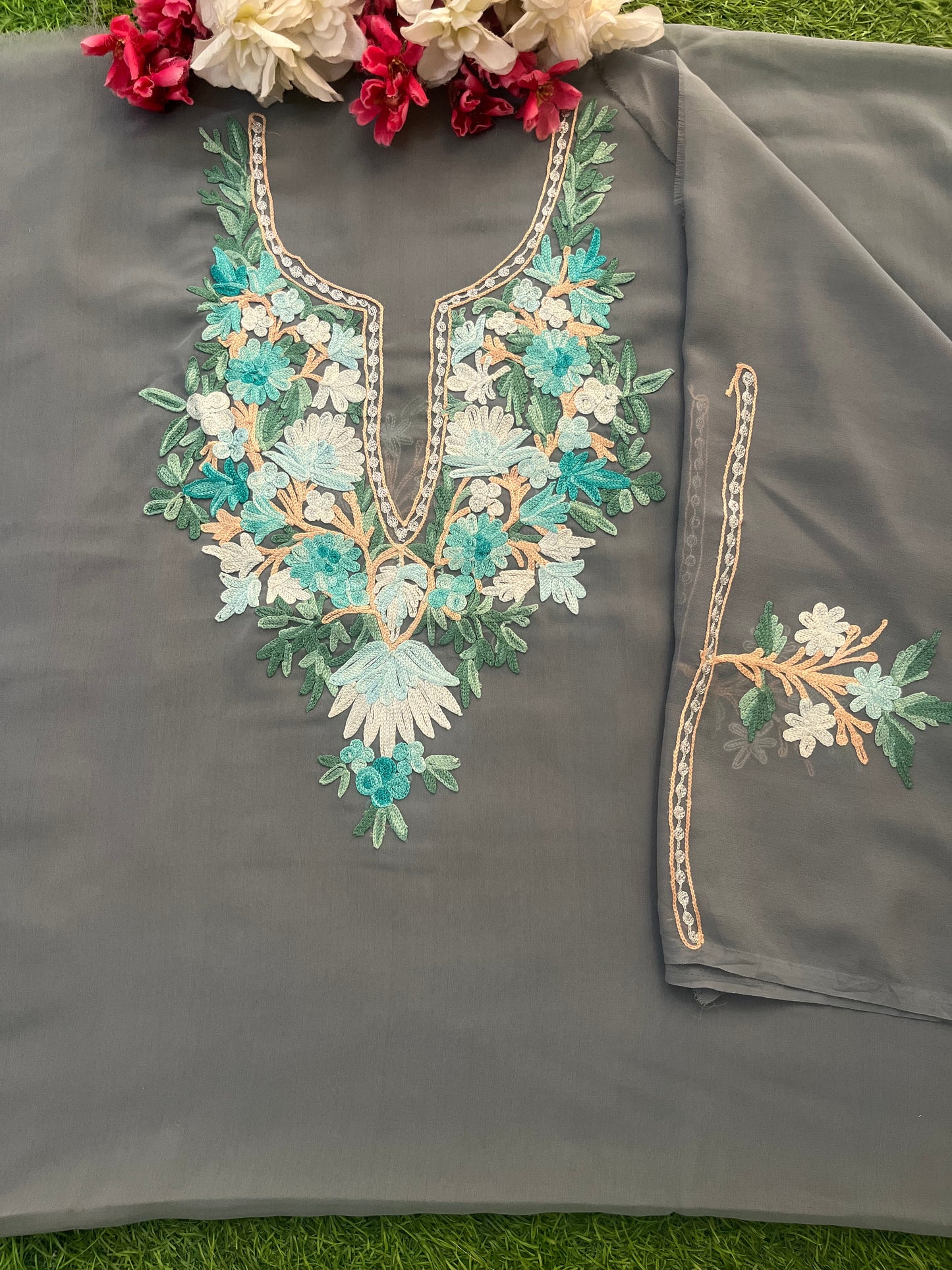 Georgette Unstitched Kashmiri Kurta