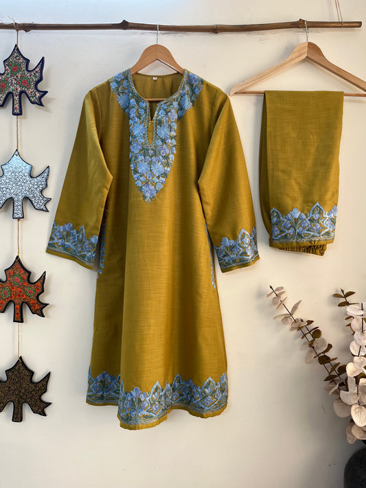 Green Cotton Stitched Co-ord Set (L)