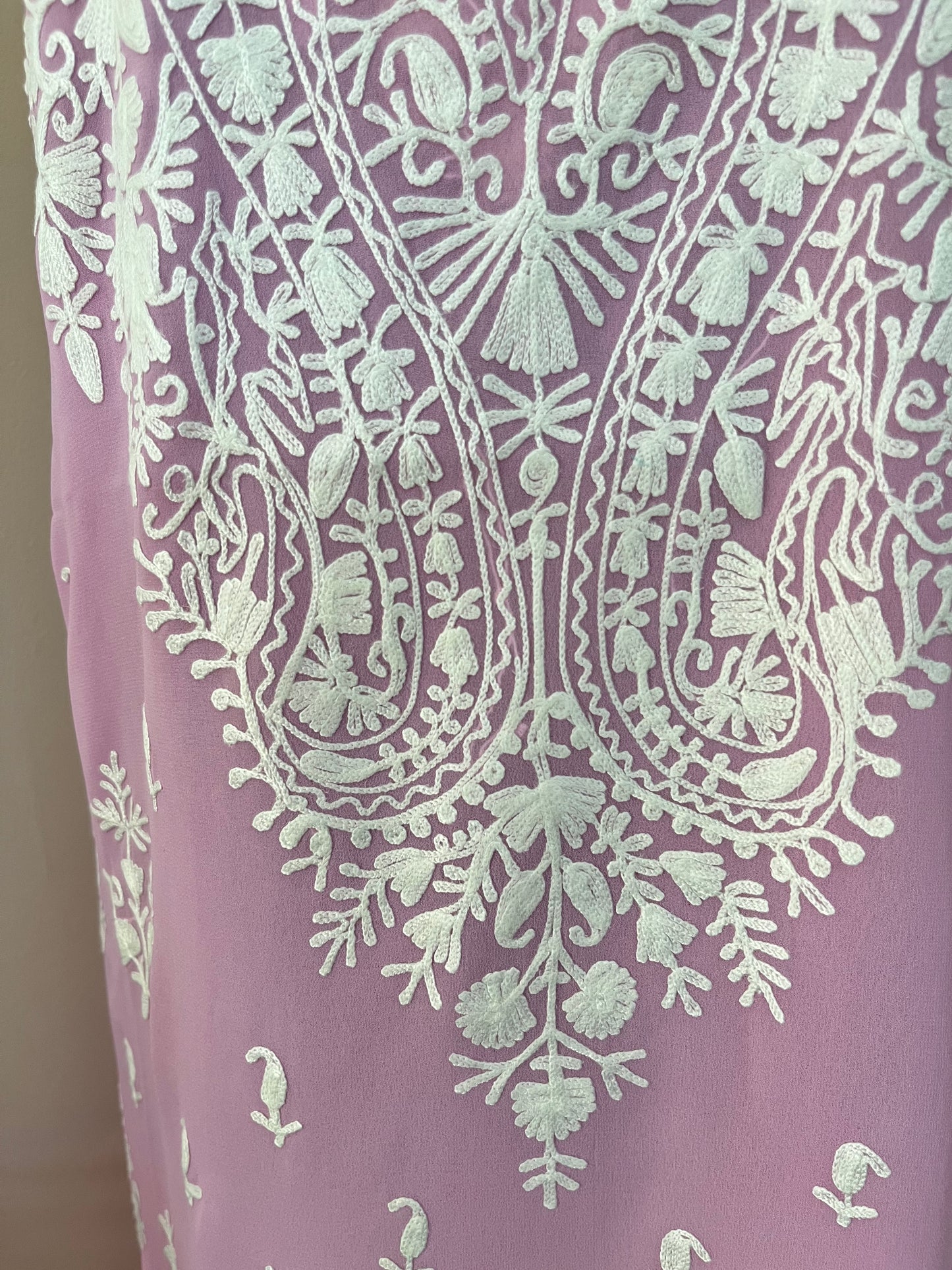 Soft Pink Georgette Kashmiri Unstitched Kurta Material