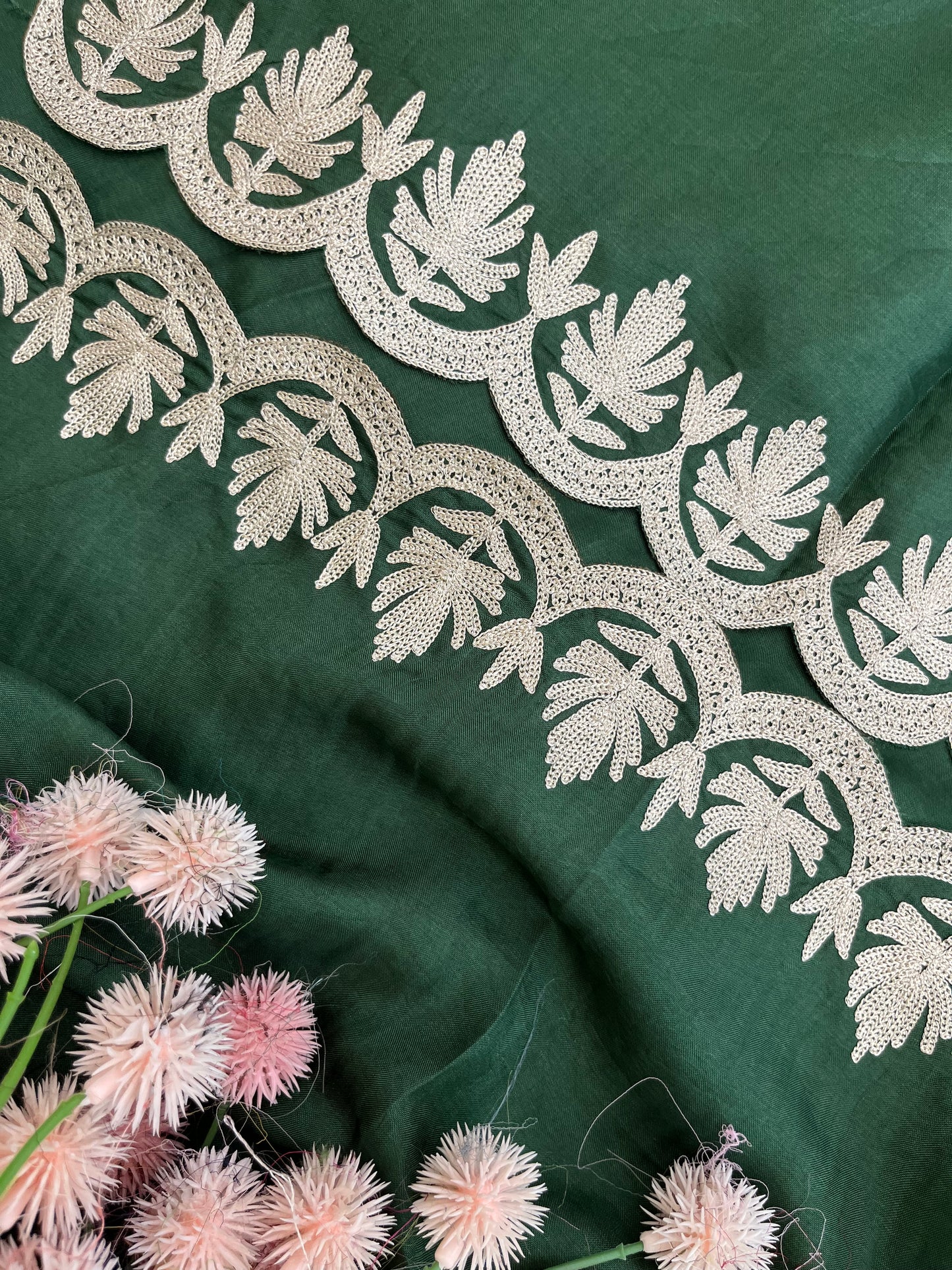 Green Sanam’ Silk Tilla Kashmiri Suit