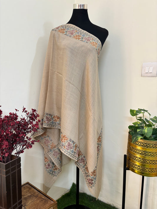 Beige Chinaar Border Kashmiri Stole