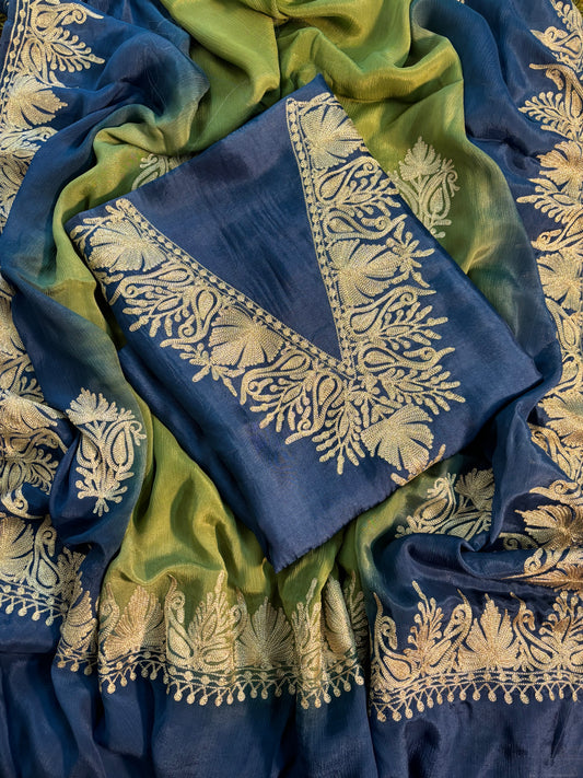 Sanam Soft Blue Silk Kashmiri Suit