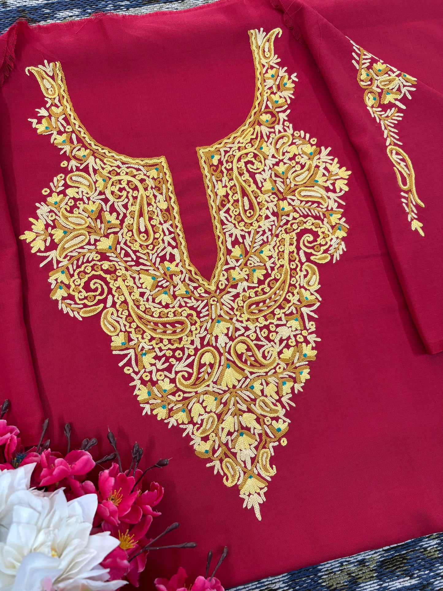Red Cotton Cord Set (Hand Embroidered)