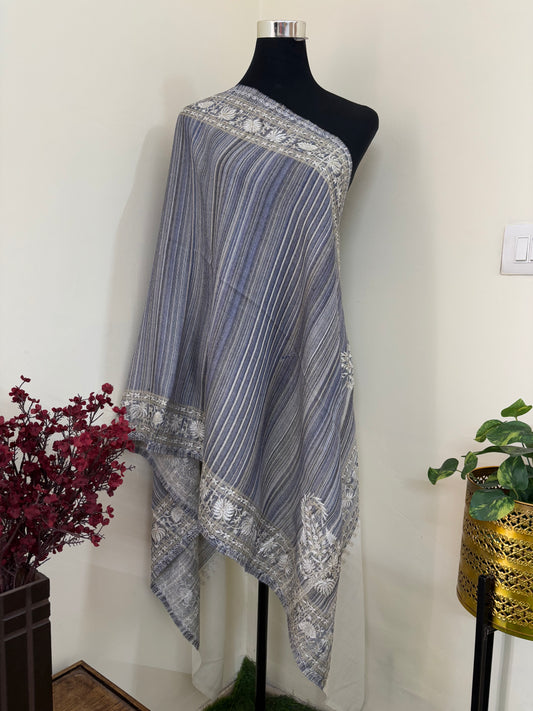 Blue Stripes Kashmiri Stole