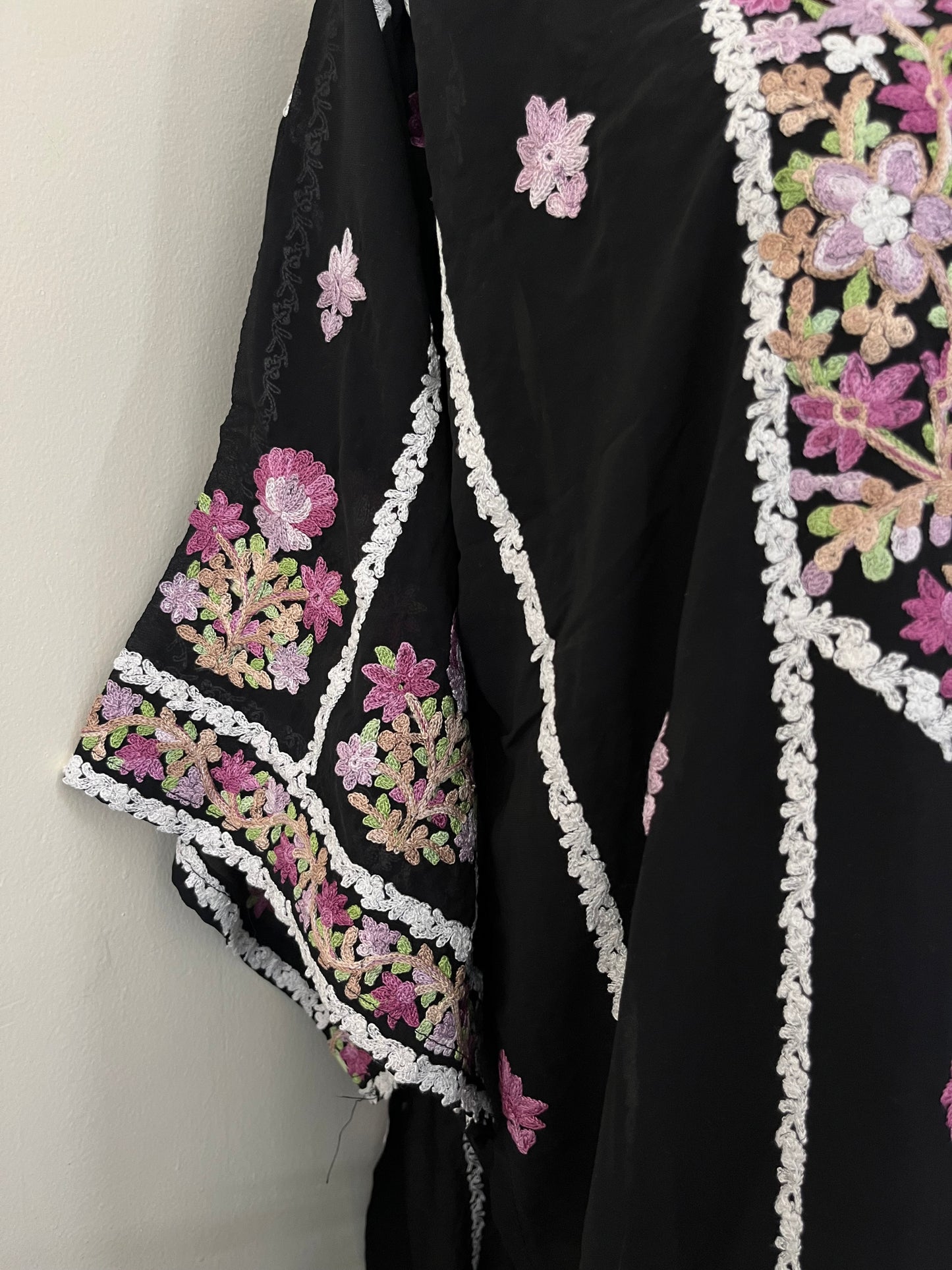 Black Georgette All over Work Aari Embroidered Unstitched Kurta