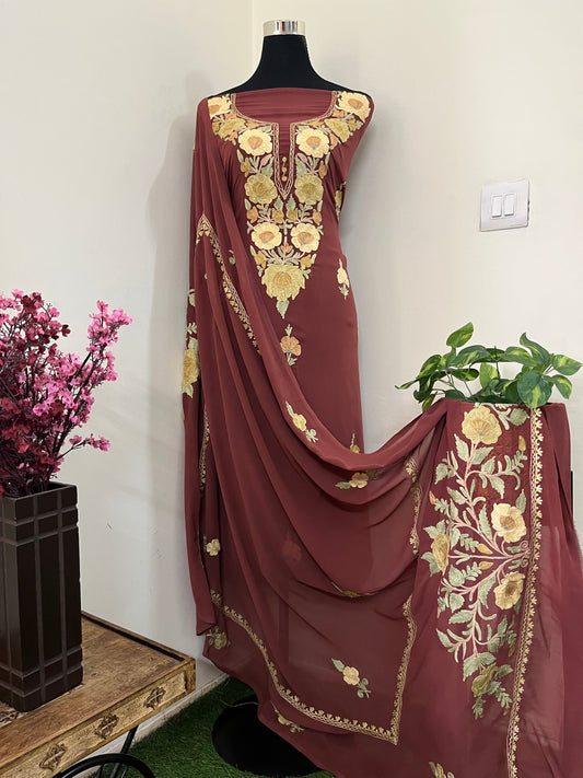 Georgette 3 Pc Aari Embroidered Suit