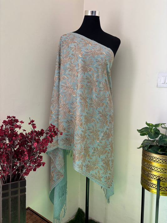 Aqua Mor Kashmiri Semi Pashmina Stole