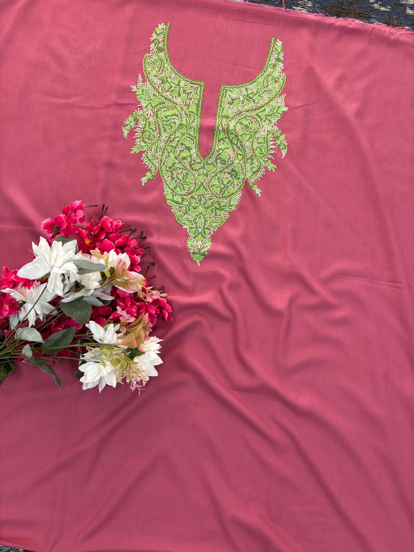 Pink Cotton Cord Set (Hand Embroidered)