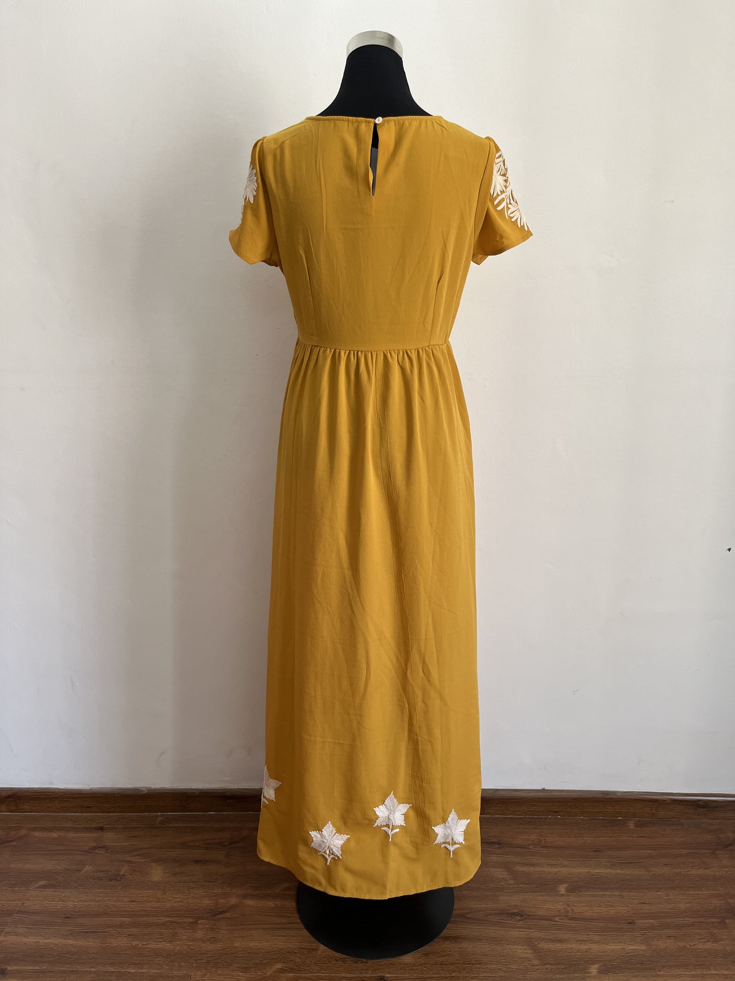 Women Yellow Long Aari Embroidered Dress