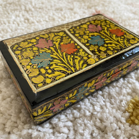 Golden Yellow Chinar Tree Of Life Handmade Paper Mache Box