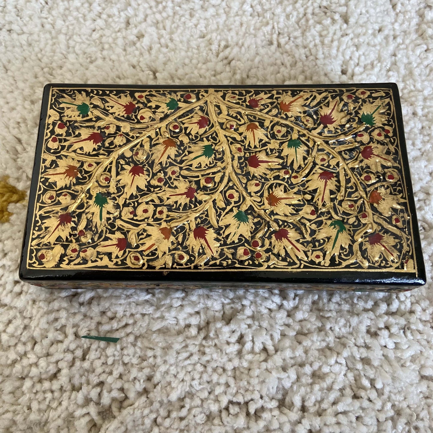 Golden Black Chinar Tree of Life Handmade Paper Mache Box