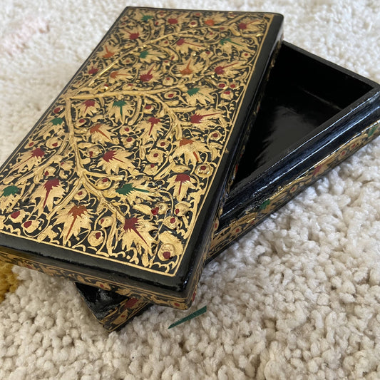 Golden Black Chinar Tree of Life Handmade Paper Mache Box