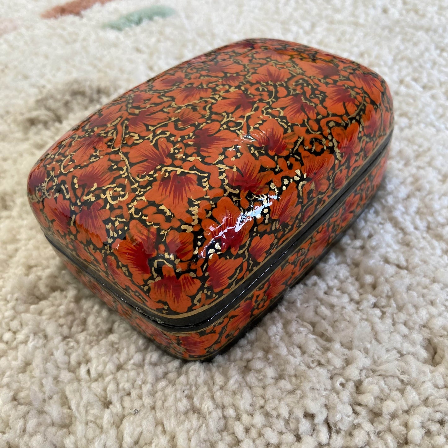 Orange Chinar Patti Handmade Paper Mache Box