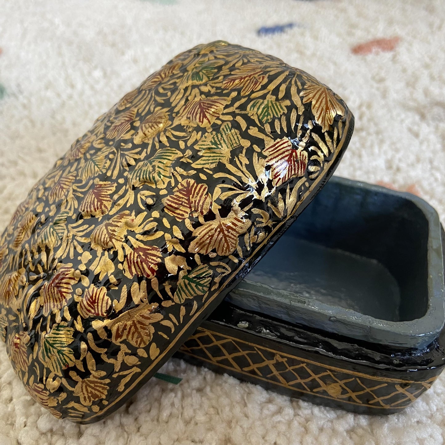 Golden Black Chinar Patti Handmade Paper Mache 4 Box Set