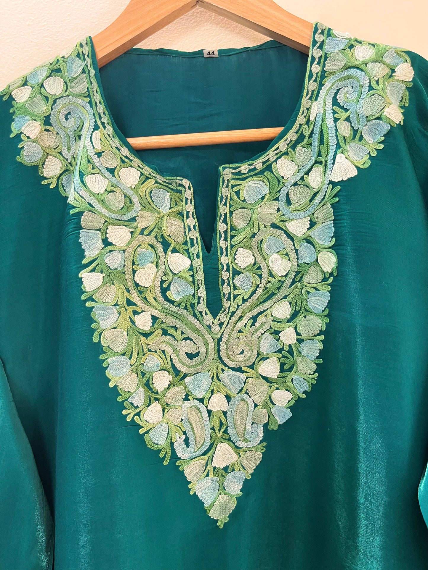 Green Shimmer Silk Stitched Co-ord Set