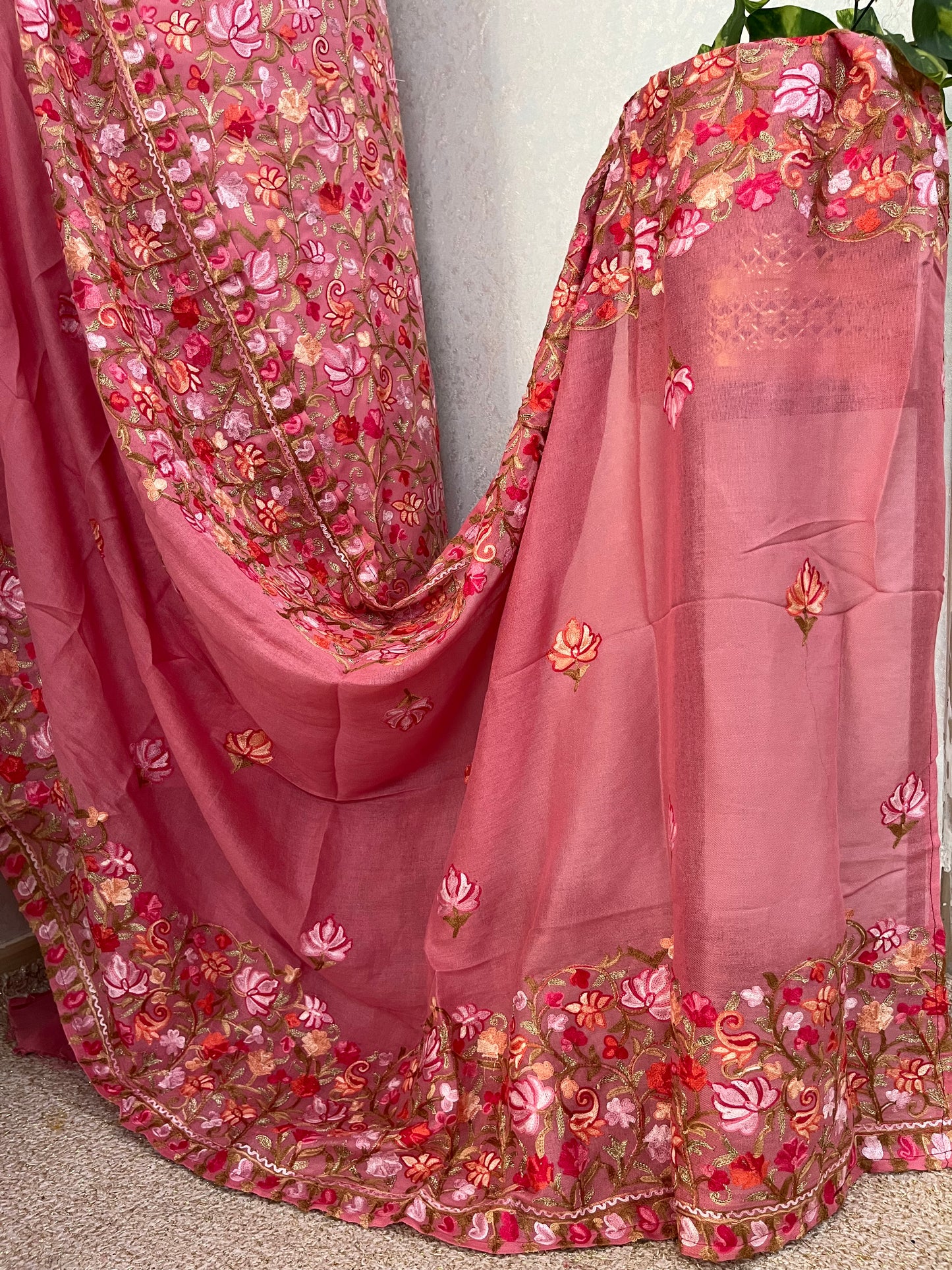 Pink Cotton Kashmiri Suit