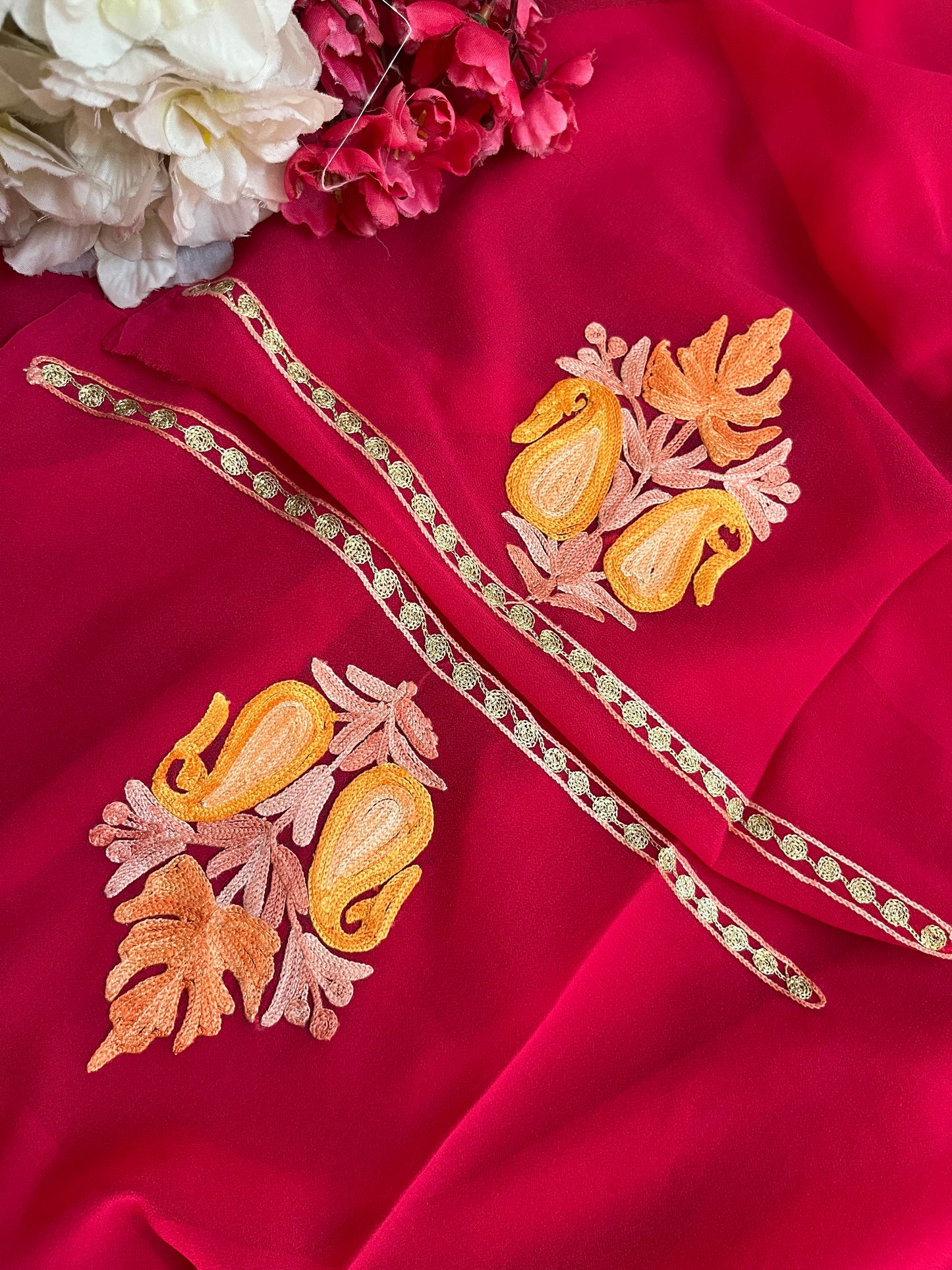 Hot Pink Georgette Shirt and Dupatta Aari Embroidered Suit