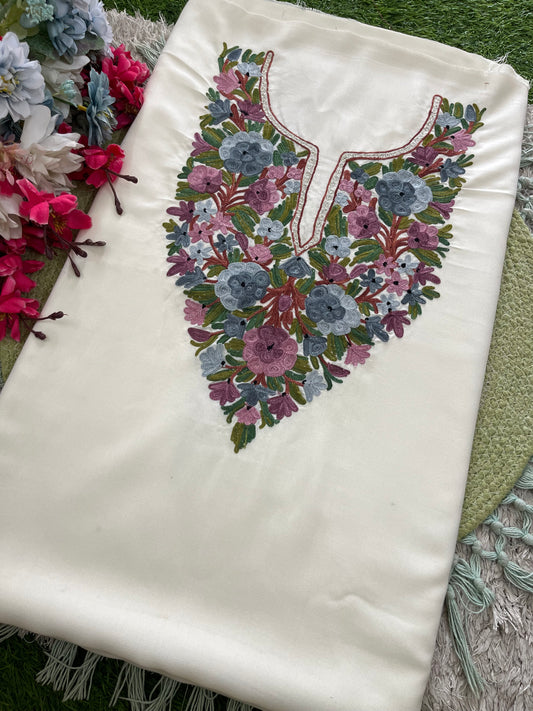 Off White Cotton Cord Set (Aari Embroidered)